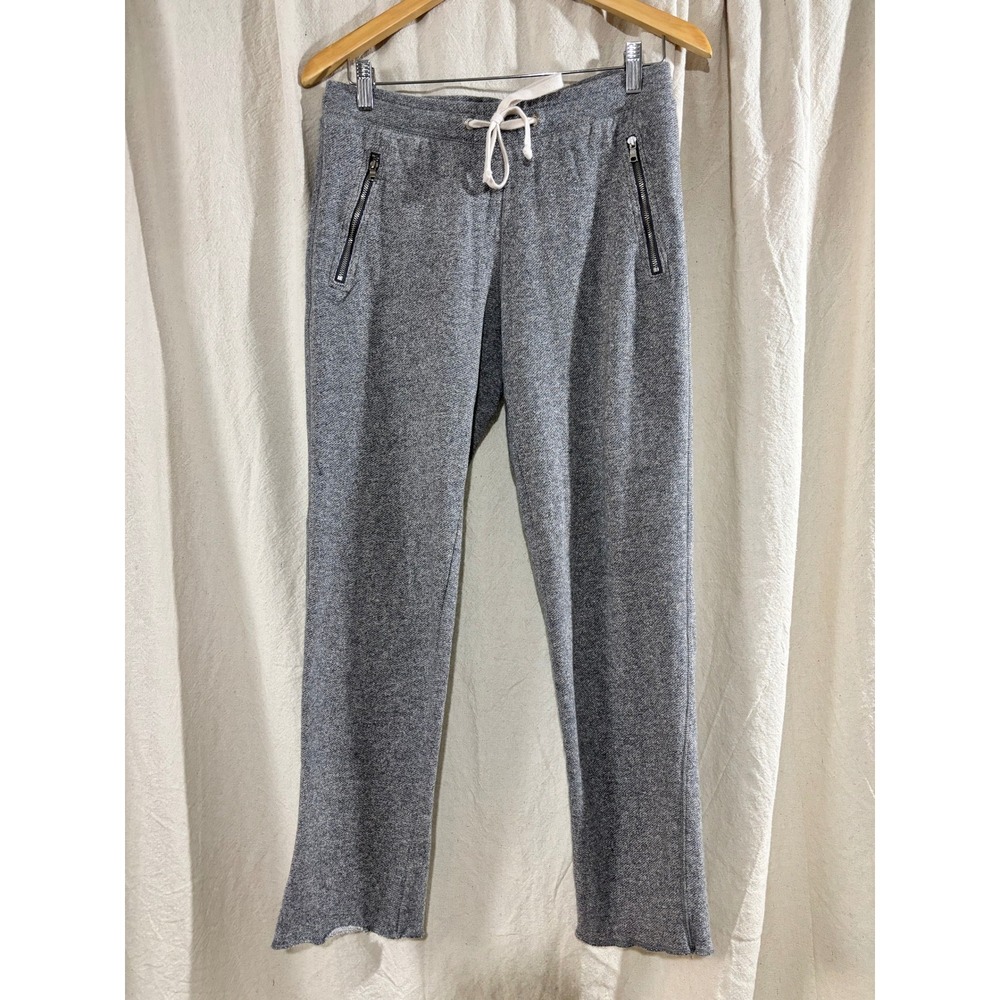 Gap Women Gray Marl Knit Joggers Zipper Pockets Raw Hem Sweatpants Small